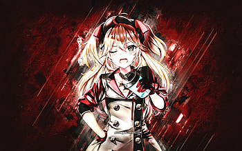 Admiral Hipper, Azur Lane, red stone background, grunge art, anime characters, Azur Lane characters, Admiral Hipper Azur Lane, Admiral Hipper character HD wallpaper