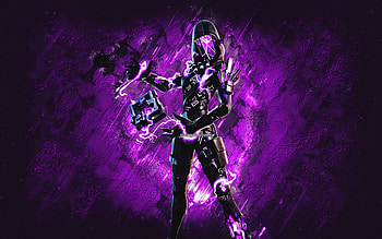Fortnite Cube AssassinSkin, Fortnite, main characters, purple stone background, Cube Assassin, Fortnite skins, Cube Assassin Skin, Cube Assassin Fortnite, Fortnite characters HD wallpaper