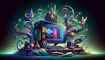 Gaming PC Enchantment - Vibrant, gaming pc, computer, Artwork, colorful, fantasy HD wallpaper