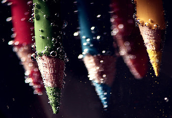 Water, Macro, Color, Pencil, Coloured HD wallpaper