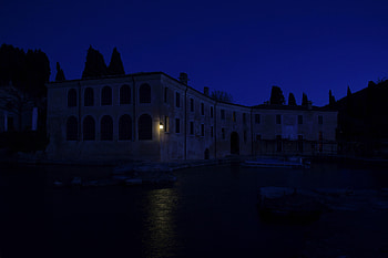 Water, Night, Building, Lake, Dark HD wallpaper