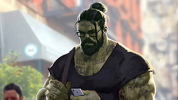 Professor Hulk Man Bun, hulk, superheroes, digital-art, artwork, artstation HD wallpaper