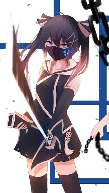 Anime Girl, weapon, skirt, twintails, blue eyes, Anime, Original HD phone wallpaper