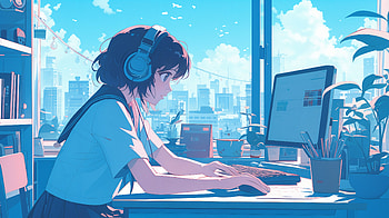 Chill Vibes: Anime Lofi Aesthetic, Anime, lofi, girl, computer, heads, anime girl HD wallpaper