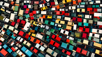 — Aerial Traffic Jam Kaleidoscope, Car, Parking Lot HD wallpaper
