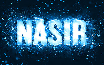 Happy Birtay Nasir, , blue neon lights, Nasir name, creative, Nasir Happy Birtay, Nasir Birtay, popular american male names, with Nasir name, Nasir HD wallpaper