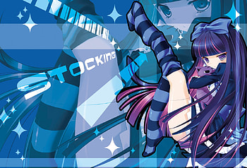 Stocking, blue, sexy, hot, blue background, blue hair, girl, panty and stocking with garterbelt HD wallpaper