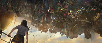 Upside Down Anime, anime-girl, anime, artist, artwork, digital-art HD wallpaper