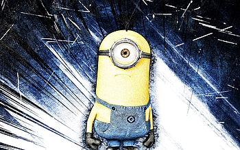 Kevin, grunge art, Kevin the Minion, Minions The Rise of Gru, blue abstract rays, Despicable Me, Minions, Kevin Minions HD wallpaper