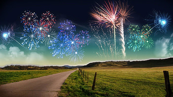 Bright fireworks field scenery wide :, - HD wallpaper