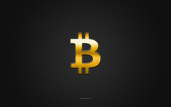 Bitcoin logo, yellow shiny logo, Bitcoin metal emblem, gray carbon fiber texture, Bitcoin, brands, creative art, Bitcoin emblem HD wallpaper