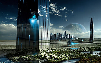 Abstacto scifi ciudad futurista HD wallpaper