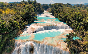 Cascades de Agua Azul, waterfalls, chiapas, water, mexico HD wallpaper