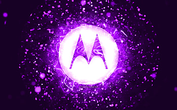 Motorola violet logo, , violet neon lights, creative, violet abstract background, Motorola logo, brands, Motorola HD wallpaper