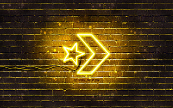 Converse yellow logo, , yellow brickwall, Converse logo, fashion brands, Converse neon logo, Converse HD wallpaper