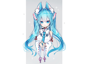 Cute, Hatsune Miku, blue hair, minimal HD wallpaper