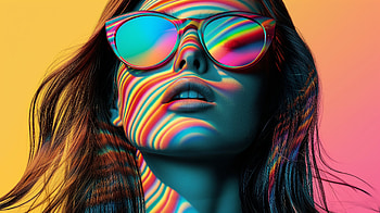Cool Woman with Rainbow Sunglasses, woman, Cool, sunglasses, portrait, colorful HD wallpaper