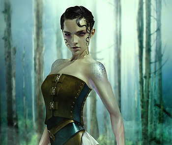 Water nymph, green, jason lan, art, fantasy, girl HD wallpaper