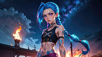 Jinx In Arcane, arcane, netflix, jinx-league-of-legends, tv-shows, league-of-legends, deviantart HD wallpaper