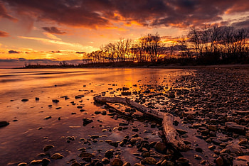 sunset at lake, nature, beautyful, lake, sunset HD wallpaper