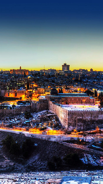 Israel, Night scenes, Jerusalem, City lights HD phone wallpaper
