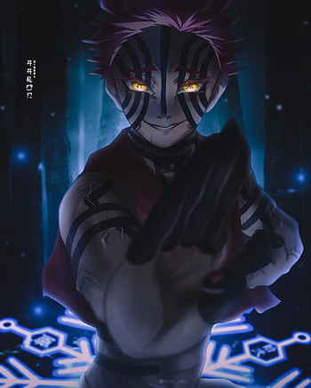 Akaza, art, blue HD phone wallpaper