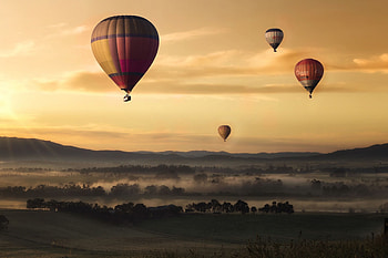 Air balloon flight, Floating in air, Aerial view, Ballooning beauty HD wallpaper