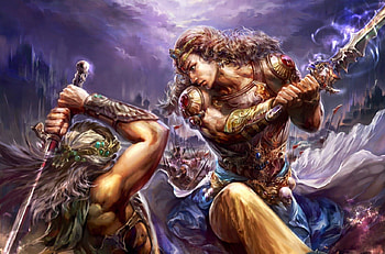 In The Heat Of Battle, swords, armies, woman, man HD wallpaper