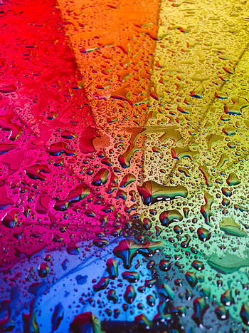 Rainbow, Drops, Reflection, Miscellanea, Miscellaneous, Umbrella HD phone wallpaper