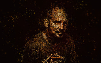 Mac Lethal, yellow glitter art, black background, American rapper, Mac Lethal art, David McCleary Sheldon HD wallpaper