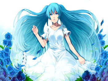Hatsune Miku, awesome, tears, nice, hatsune, aqua eyes, white, girl, singer, aqua, anime, pretty, virtual, blue, song, blue rose, cute, vocaloid, dress, beauty, miku, music, vocaloids, crying, program, beautiful, diva, sad, white dress, aqua hair, love, cool, flowers, idol HD wallpaper