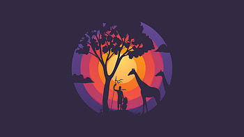 Tree Giraffe Minimalism, artist, artwork, giraffe HD wallpaper