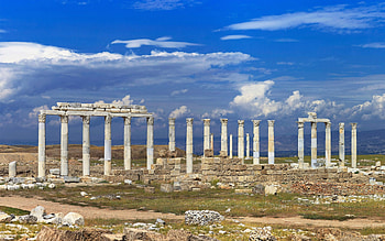 The ancient city of Laodicea, Denizli, Laodikeia, Pamukkale, ancient columns, Turkey HD wallpaper