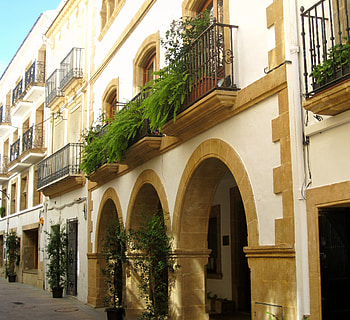 Houses, spanish, architecture, plants, house HD wallpaper