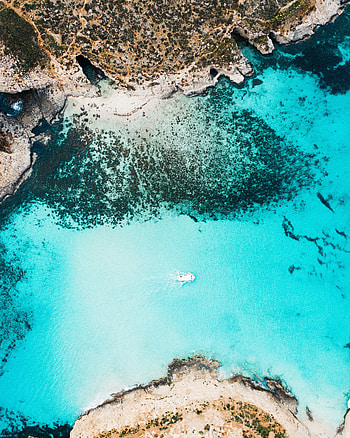Nature, Sea, View From Above, Coast, Bay, Yacht, Reefs HD phone wallpaper