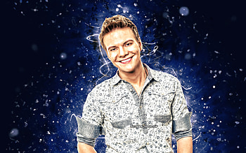 Michel Telo, , blue neon lights, brazilian singer, music stars, brazilian celebrity, Michel Telo HD wallpaper