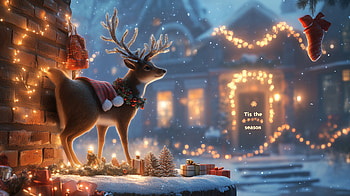 : Festive Deer Embraces the Christmas Spirit, deer, Christmas, christmas ornaments HD wallpaper