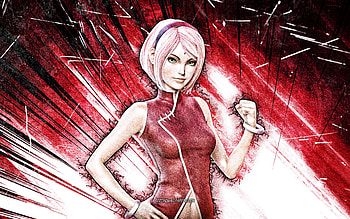 Pakura, grunge art, Naruto characters, protagonist, Naruto, purple abstract rays, manga, Pakura Gekko, Pakura Naruto HD wallpaper