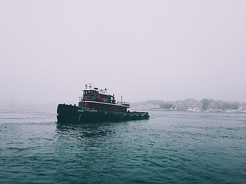 Nature, Sea, Fog, Overcast, Mainly Cloudy, Ship HD wallpaper