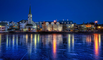 Cities, Winter, Ice, r, Iceland, Reykjavik, Smoky Bay, Smoke Bay HD wallpaper