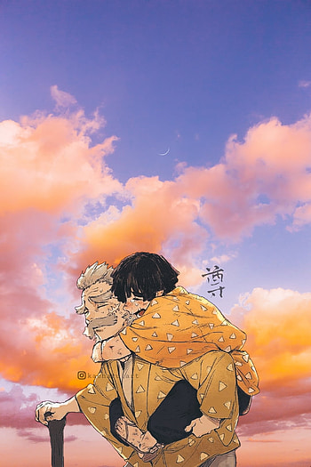 Zenitsu and his grandp, cloud, sky HD phone wallpaper
