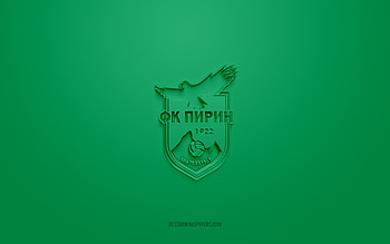 FC Pirin Blagoevgrad, creative 3D logo, green background, Bulgarian First League, 3d emblem, Bulgarian football team, Bulgaria, 3d art, Parva liga, football, FC Pirin Blagoevgrad3d logo HD wallpaper