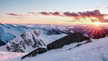 Sunset Over Coastal British Columbia , snow, sunset, nature, mountains HD wallpaper