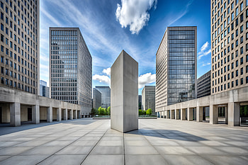 A concrete city square with nothing, building, Corporate, nature, sky, skyscraper HD wallpaper