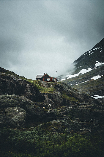 Nature, Rock, Mountain, Seclusion, Privacy, House, Coziness, Comfort HD phone wallpaper