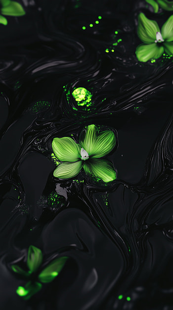 Elegant Orchid Fantasy: A Black and Green , flower, Liquid, black, green, orchid HD phone wallpaper