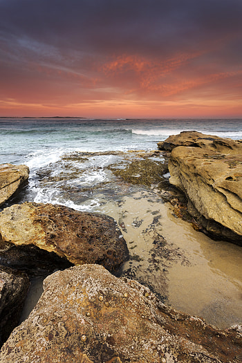 Nature, Sunset, Stones, Sea, Rocks, Horizon HD phone wallpaper