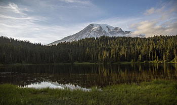 Nature, Trees, Grass, Mountains, Lake, Forest HD wallpaper