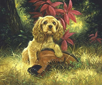 By Linda Picken, linda picken, animal, dog, puppy, painting, art, nature HD wallpaper