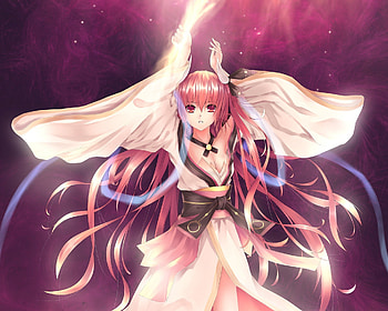 Itsuka Kotori, glow, cute, red eyes, red hair, long hair, mad, sinister, sparks, itsuka, blaze, warrior, female, sexy, magic, hot, girl, flame, armow, sad, anime girl, anime, date a live, kotori, weapon, angry, redhead, fire HD wallpaper